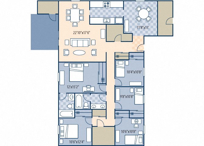 north bryan 5 bed 2 bath floor plan